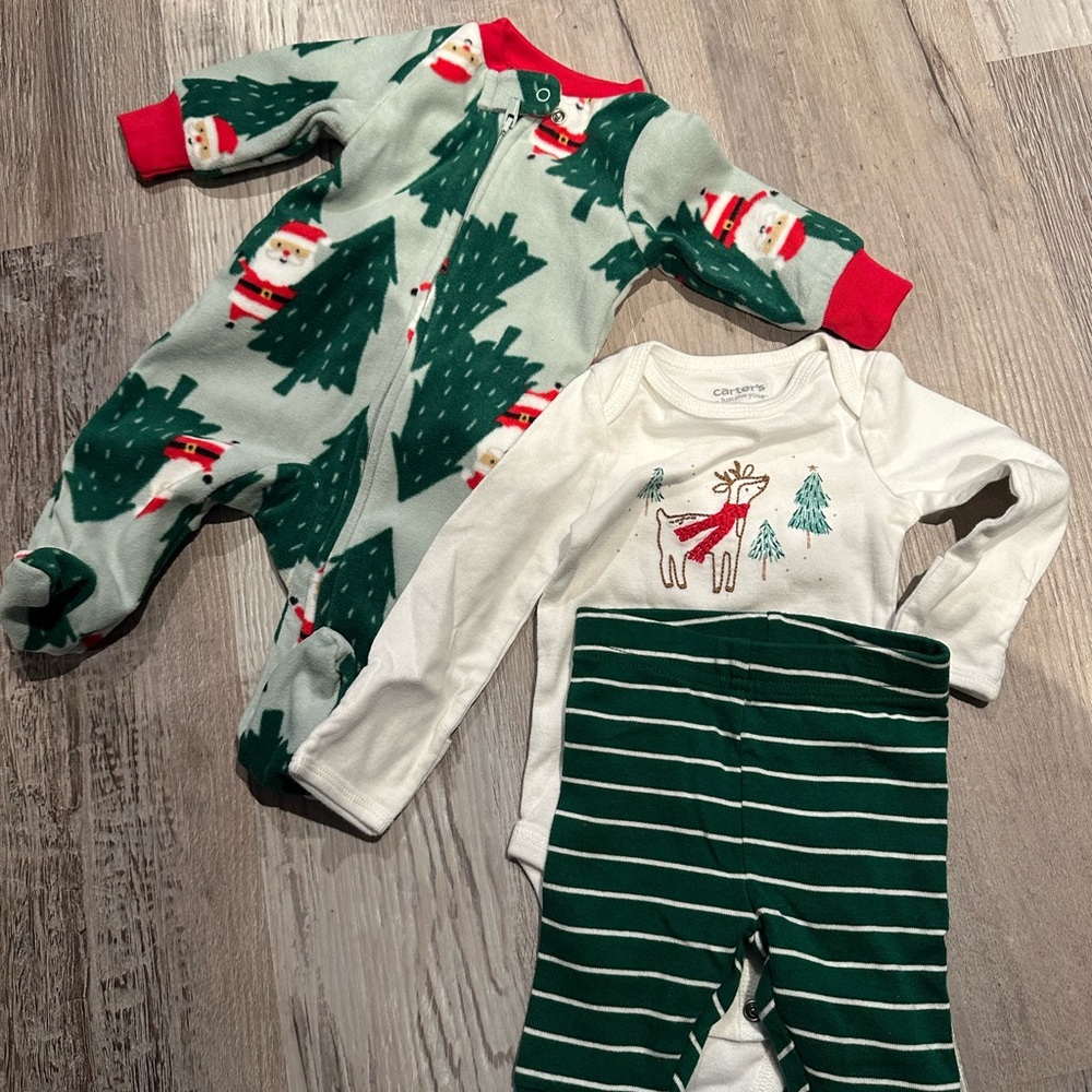 Festive Baby Outfit Set with Santa and Reindeer